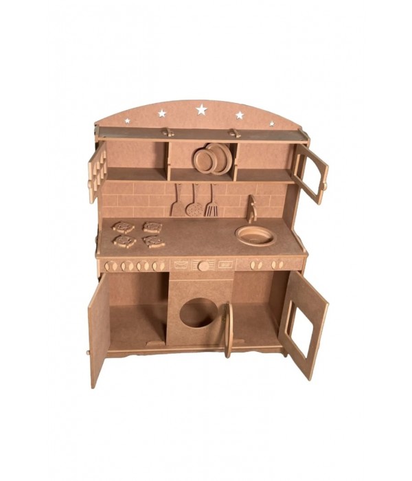 Ahşap Ahşap Mdf Eğitici Çocuk Mutfak Seti