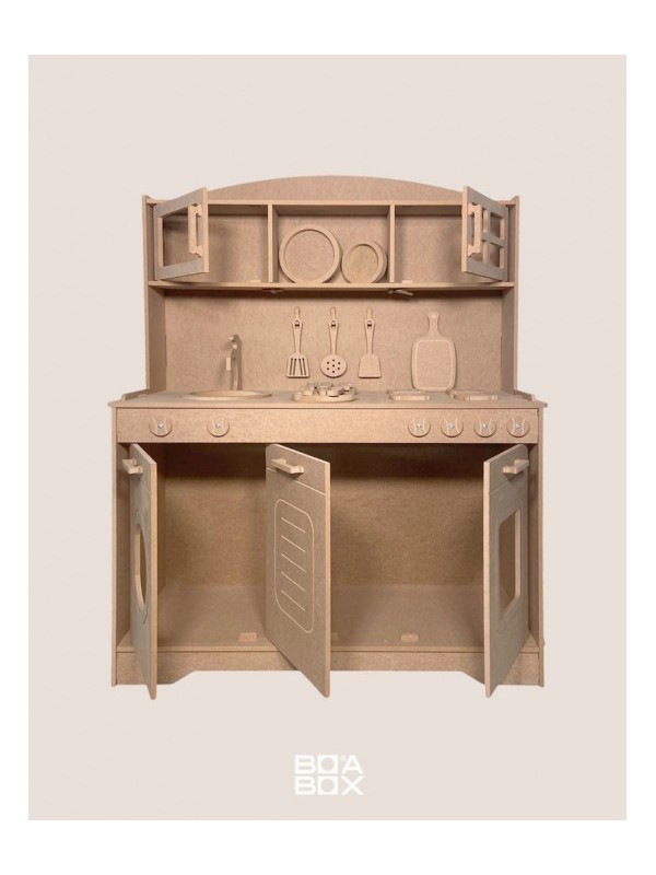 14 Parça ham ahşap oyuncak mutfak