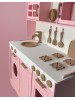 Ahşap oyuncak mutfak bebek pembe ahşap eğitici mutfak