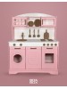 Ahşap oyuncak mutfak bebek pembe ahşap eğitici mutfak